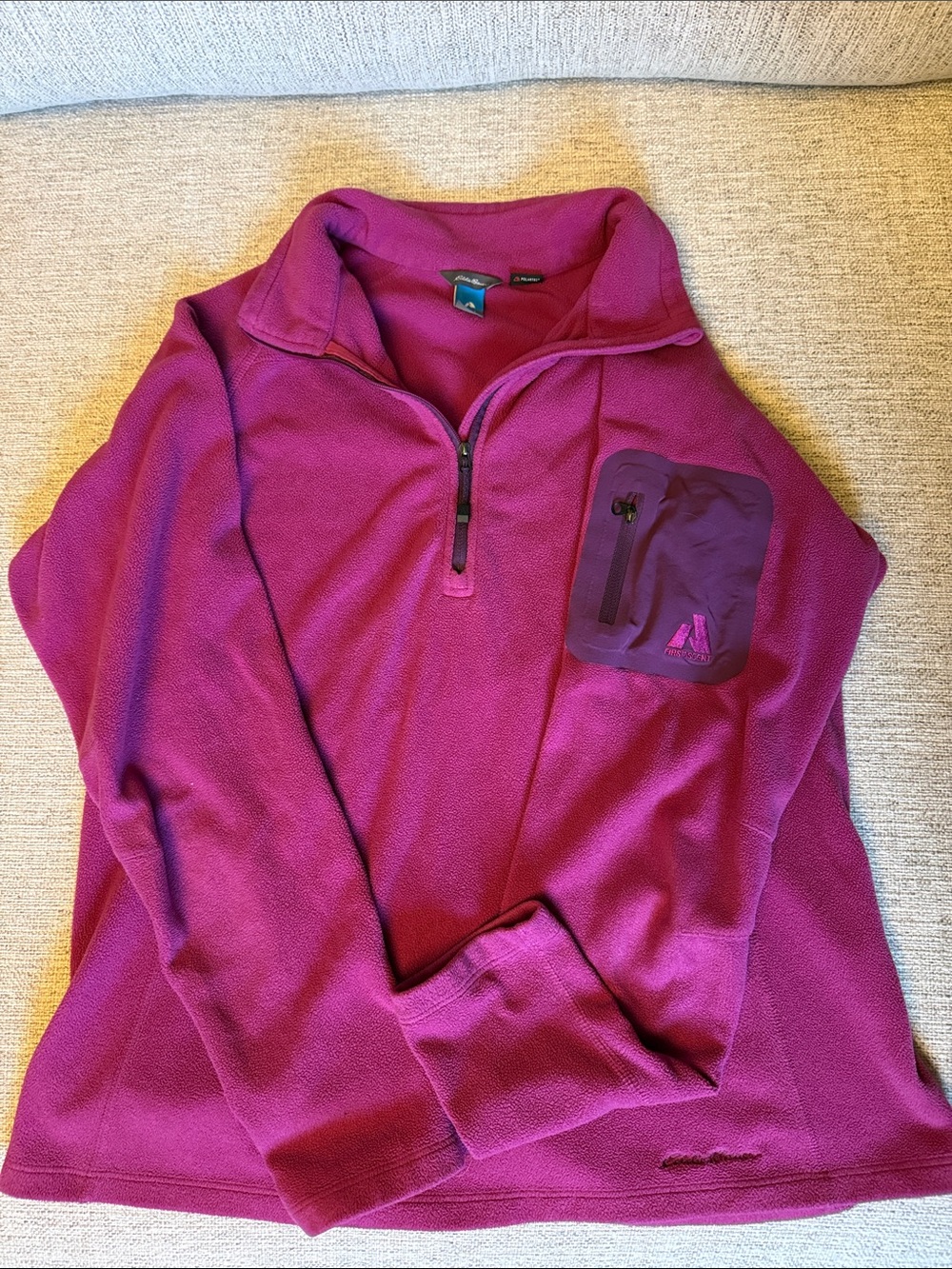 Eddie Bauer Plum Quarter-Zip Fleece Pullover with Zip Chest Pocket